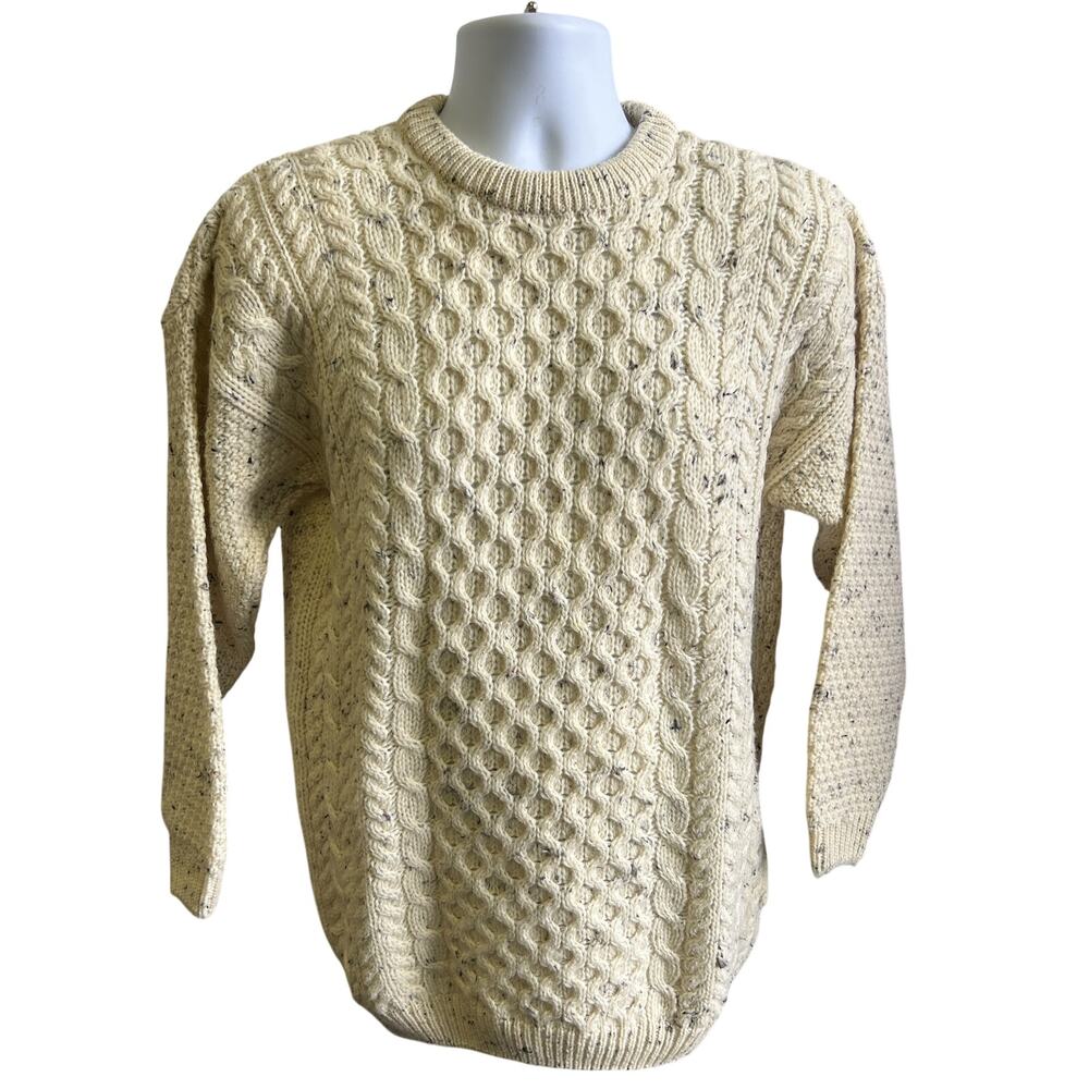 🧶 Highland Home Industries M Cable Knit Sweater Speckled Cozy 90s Cottagecore - Picture 1 of 4